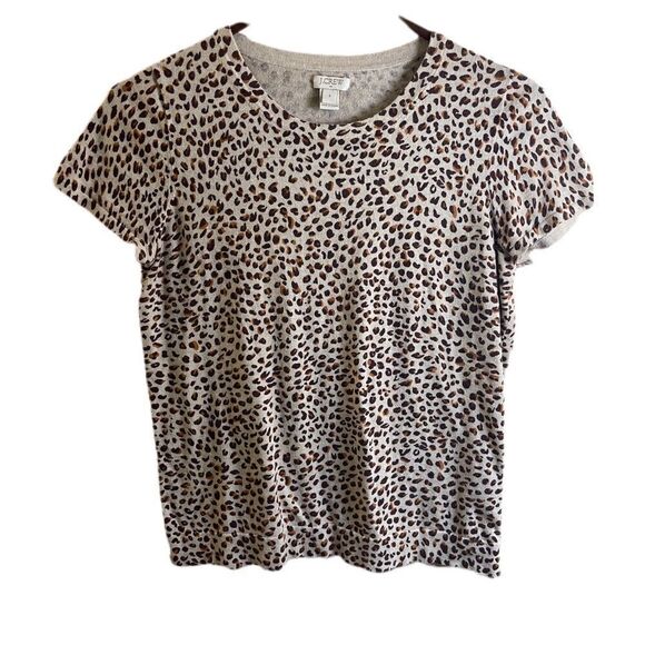 J.Crew Taupe Animal Print Tee Shirt - Picture 1 of 6